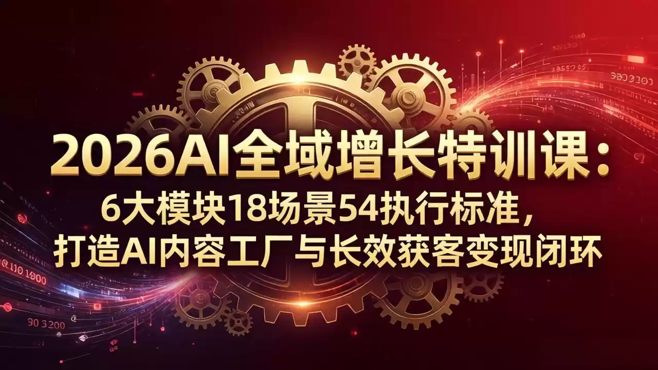图片[1]-2026AI全域增长特训课：6大模块18场景54执行标准，打造AI内容工厂与长效获客变现闭环-星辰轻创网