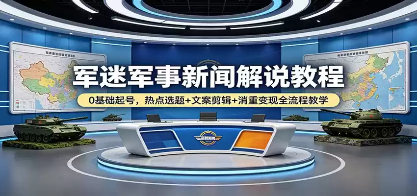 图片[1]-军迷军事新闻解说教程：0基础起号，热点选题+文案剪辑+消重变现全流程教学-星辰轻创网