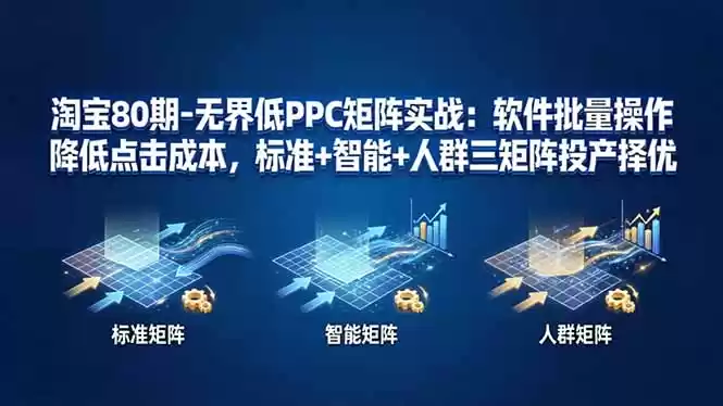 图片[1]-淘宝80期-无界低PPC矩阵实战：软件批量操作降低点击成本，标准+智能+人群三矩阵投产择优-星辰轻创网