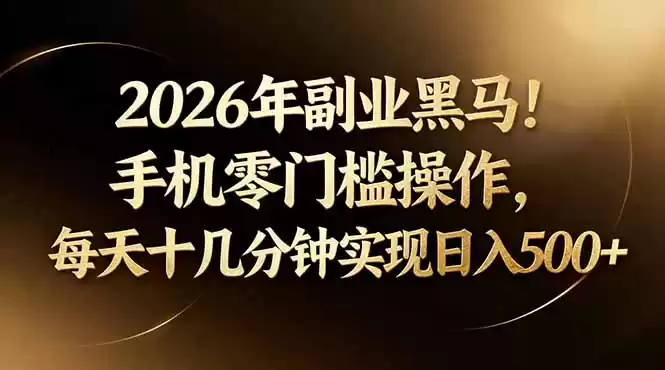 图片[1]-2026年副业黑马！手机零门槛操作，每天十几分钟实现日入500+-星辰轻创网