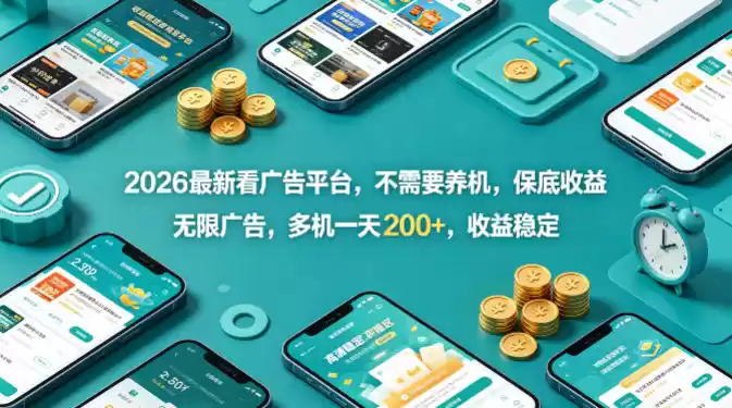 2026最新看广告平台，不需要养机，保底收益，无限广告，多机一天200+，收益稳定【揭秘】-星辰轻创网
