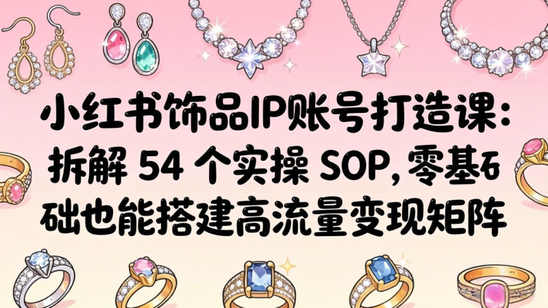 小红书饰品IP账号打造课：拆解 54 个实操 SOP，零基础也能搭建高流量变现矩阵-星辰轻创网