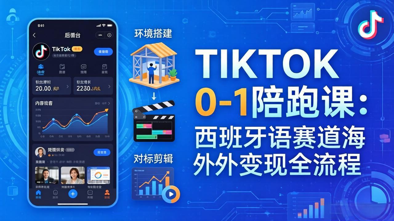 图片[1]-TIKTOK 0-1 陪跑课：从环境搭建到刷对标剪辑，西班牙语赛道海外变现全流程-星辰轻创网