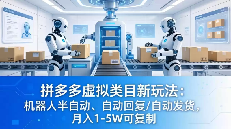 拼多多虚拟类目新玩法：机器人半自动、自动回复 /自动发货，月入 1-5W 可复制-星辰轻创网