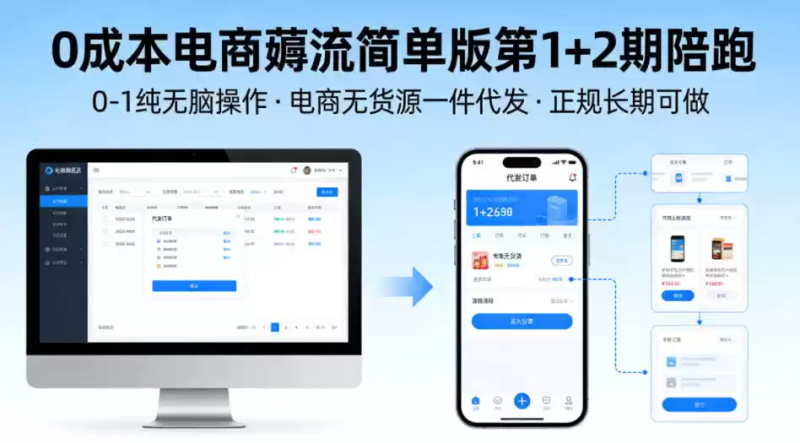 0成本电商薅流简单版第1+2期陪跑，0-1纯无脑操作，电商无货源一件代发，正规长期可做-星辰轻创网