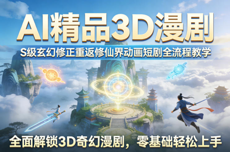 AI精品3D漫剧S级玄幻修正重返修仙界动画短剧全流程教学，全面解锁3D奇幻漫剧，零基础轻松上手-星辰轻创网