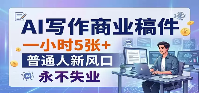 AI写作商业稿件，一小时5张+，普通人新风口，永不失业-星辰轻创网