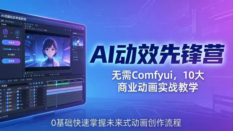AI 动效先锋营：无需Comfyui，10大商业动画实战教学，0基础快速掌握未来式动画创作流程-星辰轻创网