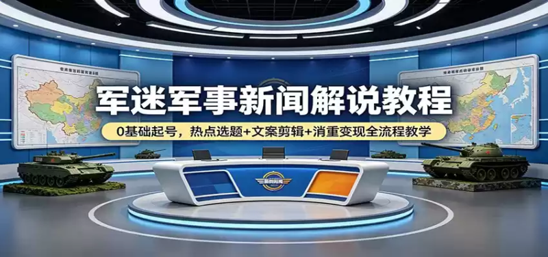 军迷军事新闻解说教程：0基础起号，热点选题+文案剪辑+消重变现全流程教学-星辰轻创网