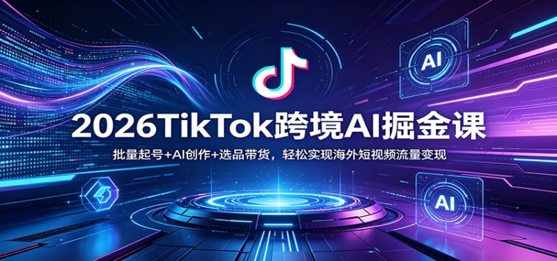 2026TikTok跨境AI掘金课：批量起号+AI创作+选品带货，轻松实现海外短视频流量变现-星辰轻创网