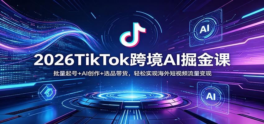 图片[1]-2026TikTok跨境AI掘金课：批量起号+AI创作+选品带货，轻松实现海外短视频流量变现-巴七创客网