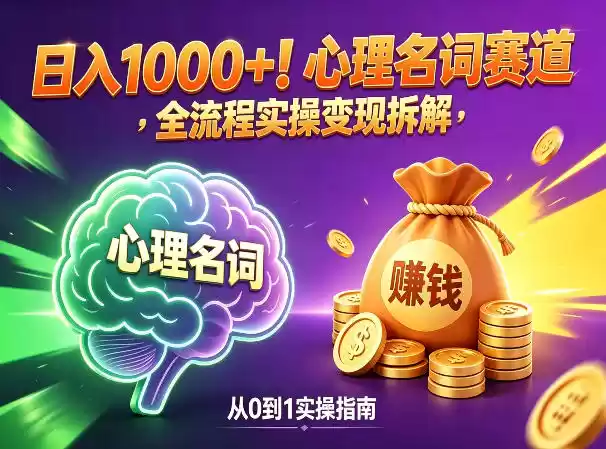 心理名词赛道，新手小白也能做，全流程项目拆解，单日变现1k+-星辰轻创网