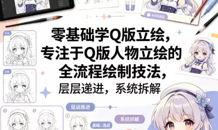 零基础学Q版立绘，专注于Q版人物立绘的全流程绘制技法，层层递进，系统拆解-星辰轻创网