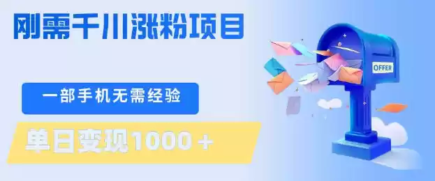 刚需千川涨粉项目，一部手机无需技术，单日变现1k+，当天做当天见收益【揭秘】-星辰轻创网