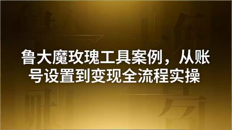 引流创业粉卖软件教学：鲁大魔玫瑰工具案例，从账号设置到变现全流程实操-星辰轻创网