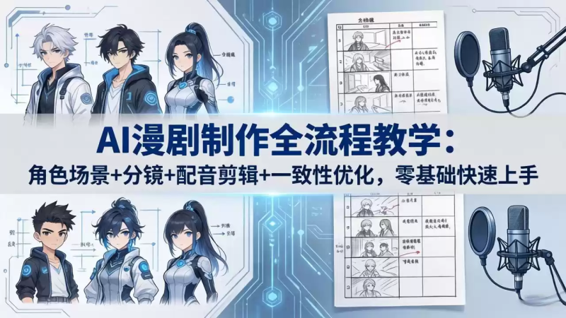 AI漫剧制作全流程教学：角色场景+分镜+配音剪辑+一致性优化，零基础快速上手-星辰轻创网