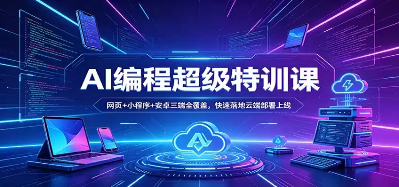AI编程超级特训课：网页+小程序+安卓三端全覆盖，快速落地云端部署上线-星辰轻创网