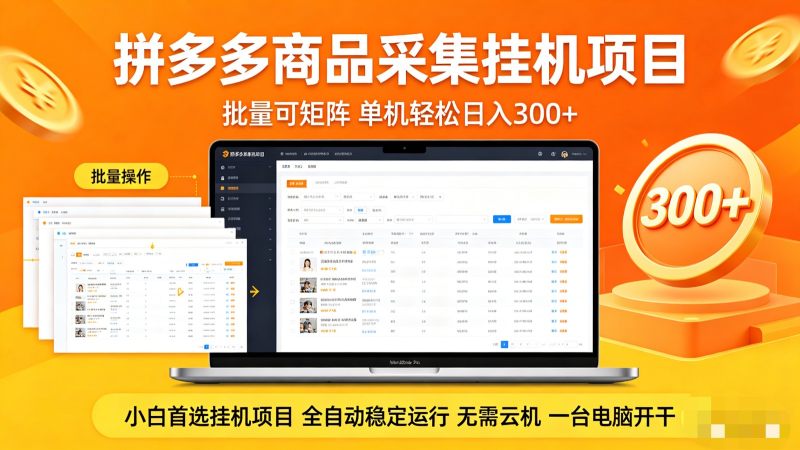 拼多多商品采集全自动挂机玩法 批量可矩阵 单机轻松日入300+-星辰轻创网