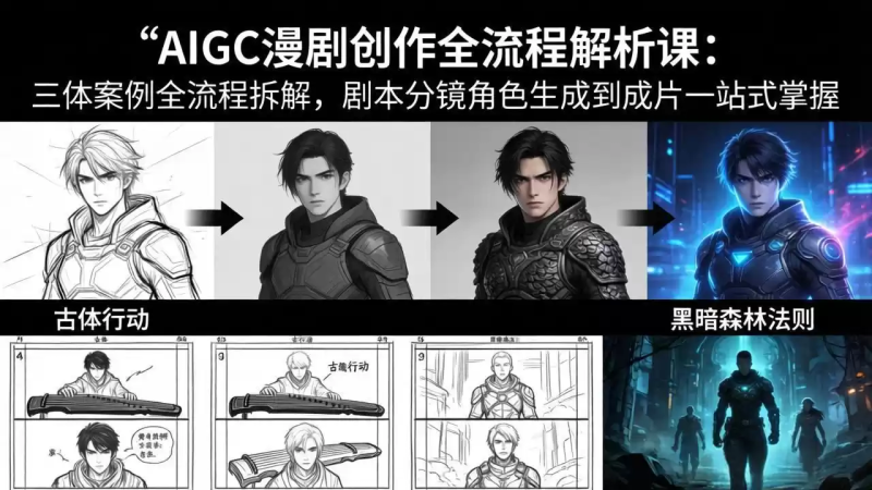 AIGC漫剧创作全流程解析课：三体案例全流程拆解，剧本分镜角色生成到成片一站式掌握-星辰轻创网