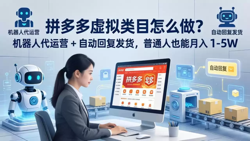 拼多多虚拟类目怎么做？机器人代运营 + 自动回复发货，普通人也能月入 1-5W-星辰轻创网