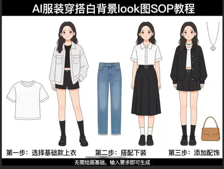 AI服装穿搭白背景look图SOP教程，不用会画画，提几句具体要求，AI就能还你一个奇迹-星辰轻创网