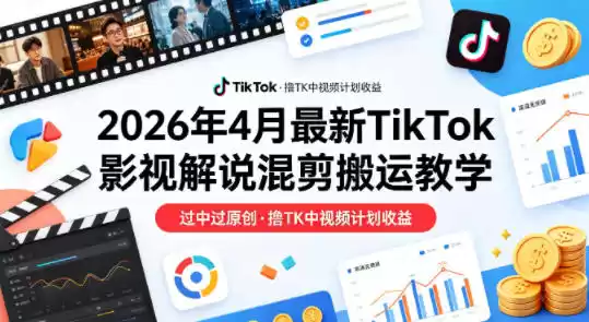 26年4月最新TikTok影视解说混剪搬运教学，过中过原创，撸TK中视频计划收益-星辰轻创网