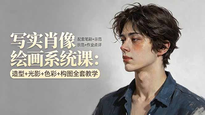 写实肖像绘画系统课：造型+光影+色彩+构图全套教学，配套笔刷+示范+作业点评-星辰轻创网