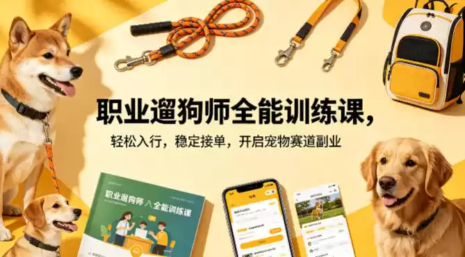 职业遛狗师全能训练课，轻松入行，稳定接单，开启宠物赛道副业-星辰轻创网